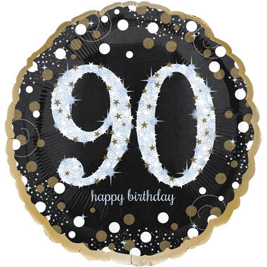Standard Holographic Sparkling Birthday 90 Foil Balloon C55 Packaged 43 cm