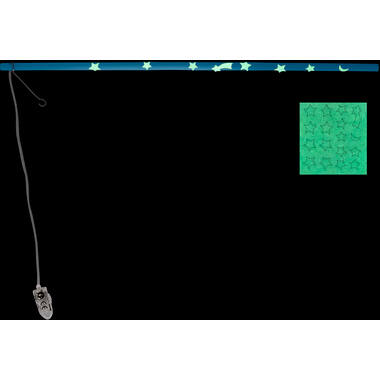Lantern Stick with LED Light Blue with GITD Stickers Wood 40cm