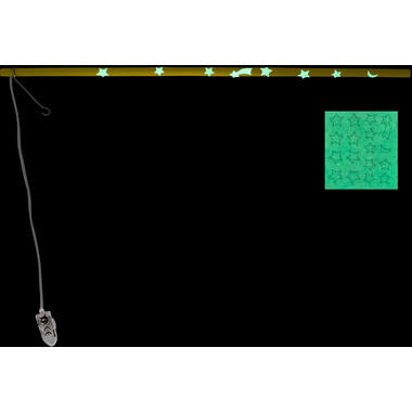 Lantern Stick with LED Light Yellow with GITD Stickers Wood 40cm