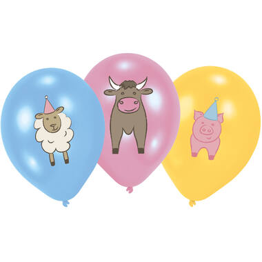 6 Latex Balloons Farm Party 11"