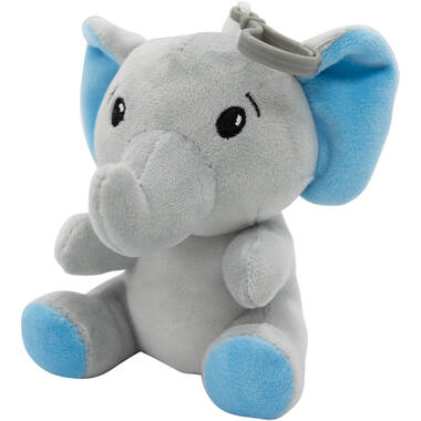 2-in-1 plush toy balloon weight elephant with blue ears, with hook, 11cm, 90g