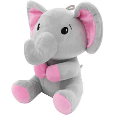 2-in-1 plush toy balloon weight elephant with pink ears, with loop, 21cm, 170g