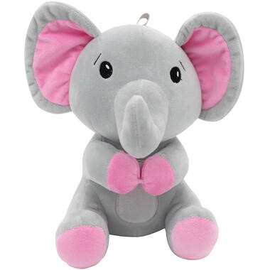 2-in-1 plush toy balloon weight elephant with pink ears, with loop, 21cm, 170g
