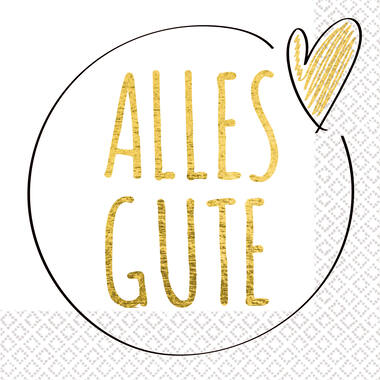 16 napkins "Alles Gute" 33cm x 33cm