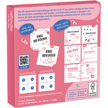 12 Flip napkins "Flirtparty" 33x33cm, double-sided printed