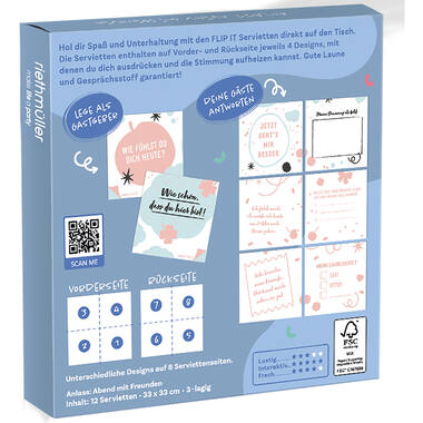 12 Flip napkins "Abend mit Freunden" 33x33cm, double-sided printed