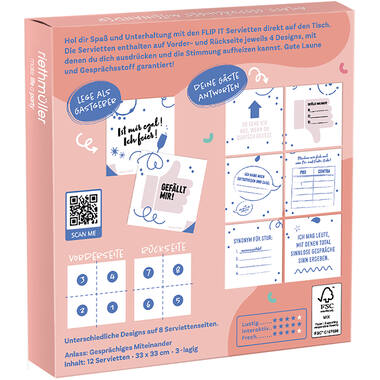 12 Flip napkins "gesprächiges Miteinander" 33x33cm, double-sided printed