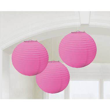 3 Lanterns Bright Pink Paper 24.1 cm