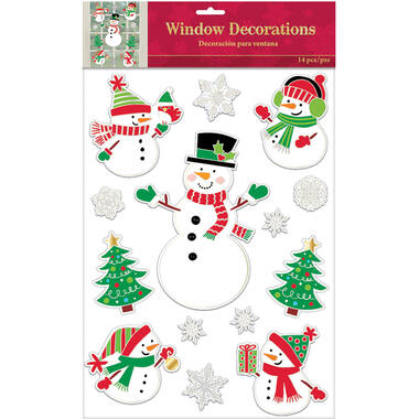 14 Window Decorations Snowman Vinyl 43.1 x 30.5 cm