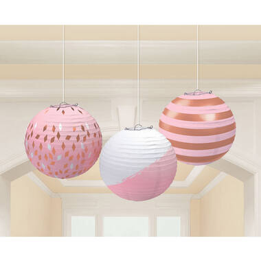 3 Lanterns Rose Gold Blush Paper 24.1 cm