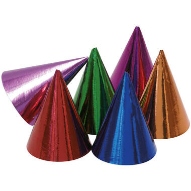 10 Party Cone Hats Assorted Paper Height 15.5 cm
