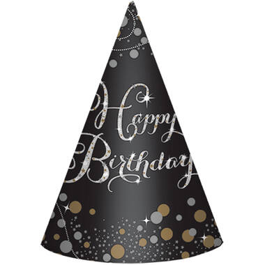 8 Cone Hats Sparkling Gold Celebrations