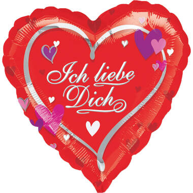 Foil Balloon - Shape - Heart - "Ich liebe Dich" - 45 cm