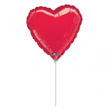 Foil Balloon - Mini Shape - Heart - Red Metallic - 23 cm