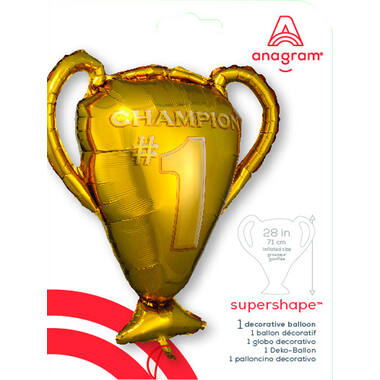 Foil Balloon - Shape - Trophy "CHAMPION #1" - Gold - 63 x 71 cm