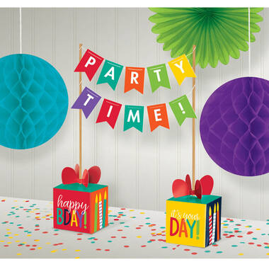 Banner Table Centerpiece Birthday Accessories Rainbow Paper / Wood Height 35,5 cm