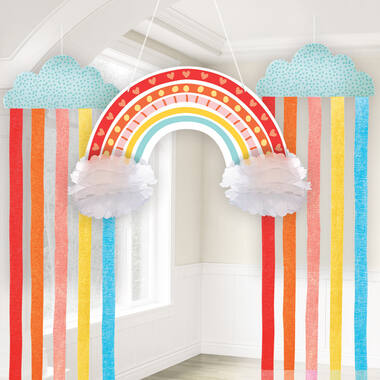 Hanging Decoration Kit Retro Rainbow Paper 3 Parts 41.2 x 170 cm / 64 cm