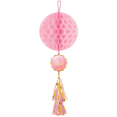 Honeycomb Decoration with Tassel Oh Baby Girl Paper 74.9 cm