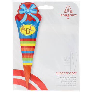 Foil Balloon - Shape - School Cone - "ABC" - 35 x 111 cm