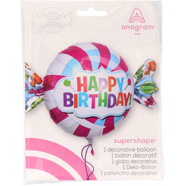 Foil Balloon - Shape - Candy "HAPPY BIRTHDAY!" - 101 x 60 cm