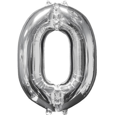 Foil Balloon - Number - 0 - Silver - 51 x 66 cm