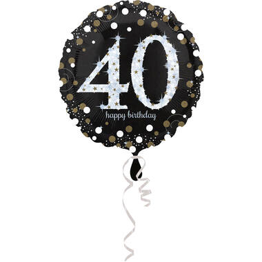 Foil balloon - Holographic Sparkling - "40 Happy Birthday" - 45 cm