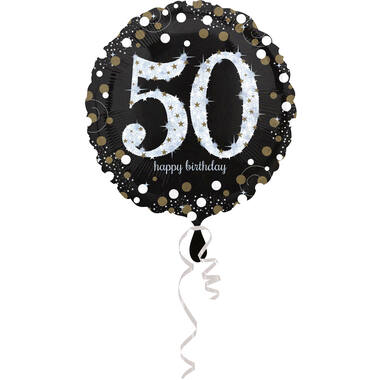 Foil balloon - Holographic Sparkling - "50 Happy Birthday" - 45 cm