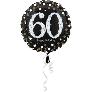 Foil balloon - Holographic Sparkling - "60 Happy Birthday" - 45 cm