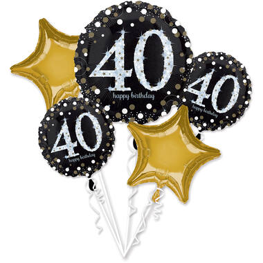 Foil Balloon Bouquet – Sparkling 40th Birthday – 5 pieces