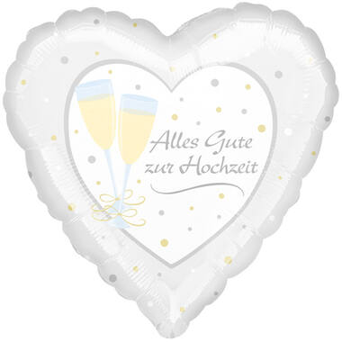 Foil Balloon - Shape - Heart - "Alles Gute zur Hochzeit" - 45 cm
