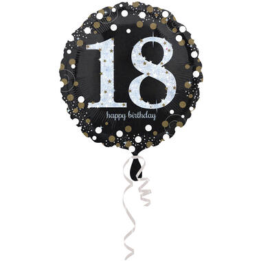 Foil balloon - Holographic Sparkling - "18 Happy Birthday" - 45 cm