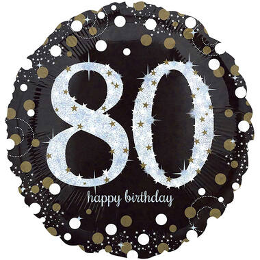 Foil balloon - Holographic Sparkling - "80 Happy Birthday" - 45 cm