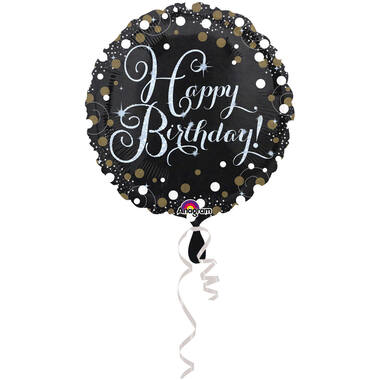 Foil Balloon - "Happy Birthday" - Holographic Glitter - 45 cm