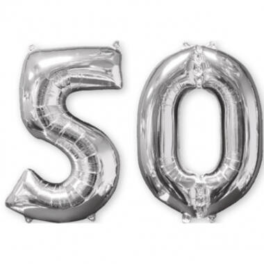 Foil Balloon - Number Duo - "50" - Silver - 66 cm