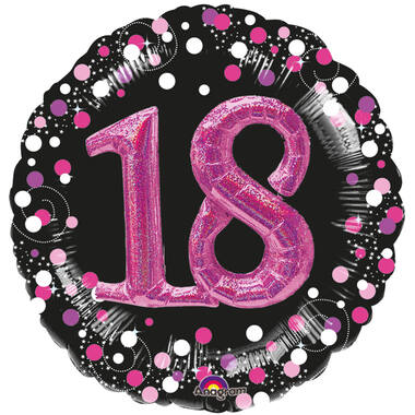 Multi Sparkling Pink 18 Foil Balloon P75 Packaged 81 cm x 81 cm