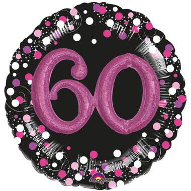 Multi Sparkling Pink 60 Foil Balloon P75 Packaged 81 cm x 81 cm