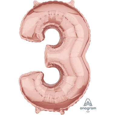 Foil Balloon - Number - 3 - Rose Gold - 43 x 66 cm
