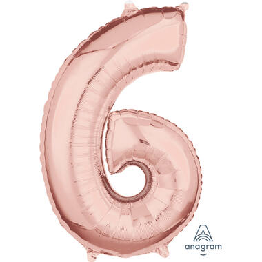 Foil Balloon - Number - 6 - Rose Gold - 43 x 66 cm