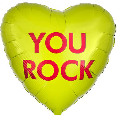 Foil Balloon - Shape - Heart - "YOU ROCK" - 45 cm