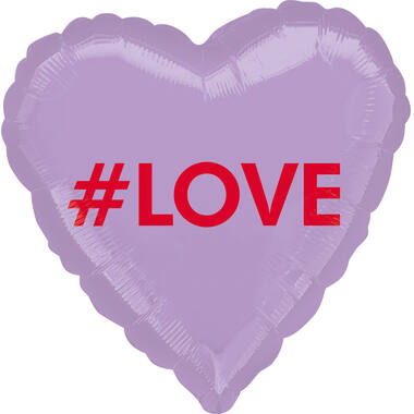Foil Balloon - Shape - Heart - "#LOVE" - 45 cm