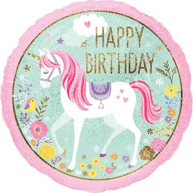 Standard Holographic Magical Unicorn Happy Birthday Foil Balloon S55 P