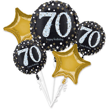 Foil Balloon Bouquet – Sparkling 70th Birthday – 5 pieces