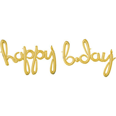 Foil Balloons – Shape – Letters "happy b*day" - Gold