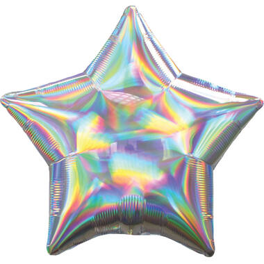 Foil Balloon - Shape - Star - Holographic Iridescent Silver - 45 cm