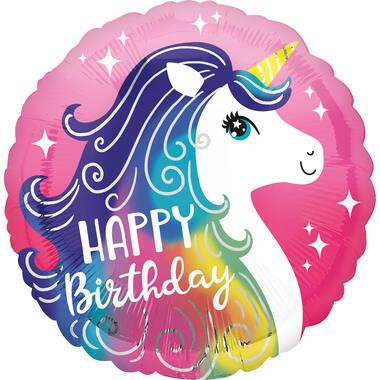 Standard HX Pink Unicorn Happy Birthday Foil Balloon S40 Packaged