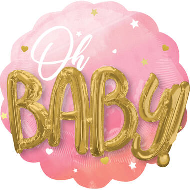 Foil Balloon - 3D - "Oh BABY!" - Pink - 71 x 71 cm