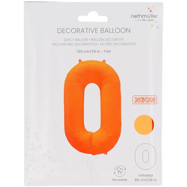 Follieballon cijfer neon oranje