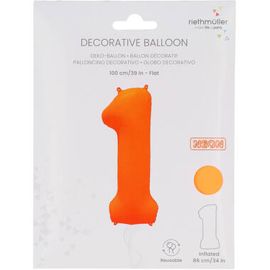 Follieballon cijfer neon oranje
