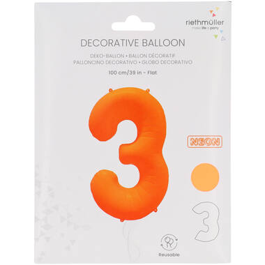 Follieballon cijfer neon oranje