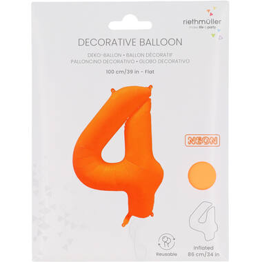 Follieballon cijfer neon oranje